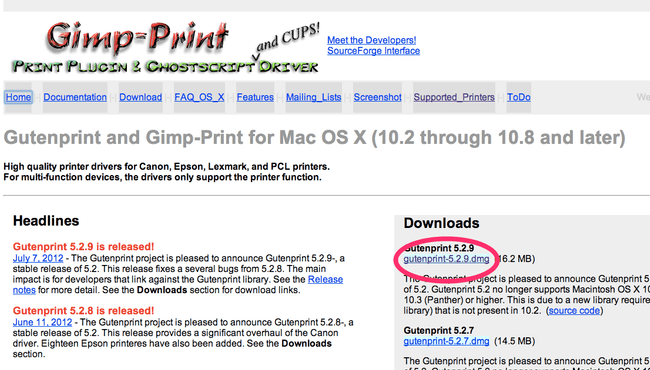 gutenprint driver for mac 10.13.3